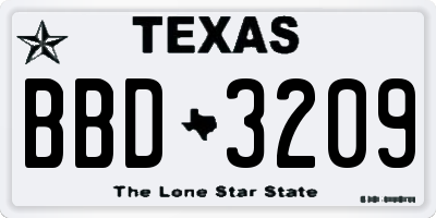 TX license plate BBD3209