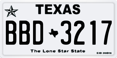 TX license plate BBD3217