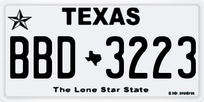 TX license plate BBD3223