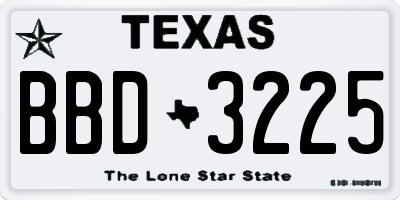 TX license plate BBD3225