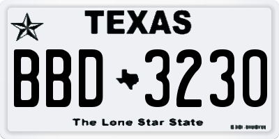 TX license plate BBD3230
