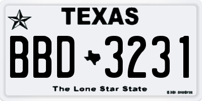 TX license plate BBD3231