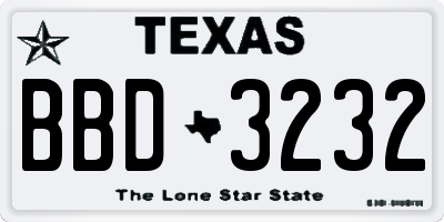 TX license plate BBD3232