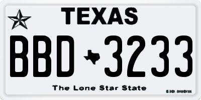 TX license plate BBD3233