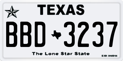 TX license plate BBD3237