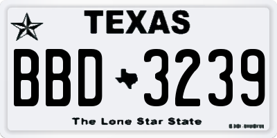 TX license plate BBD3239