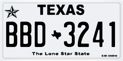 TX license plate BBD3241