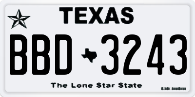 TX license plate BBD3243