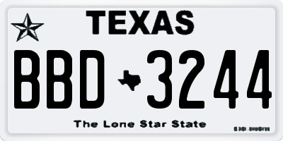 TX license plate BBD3244