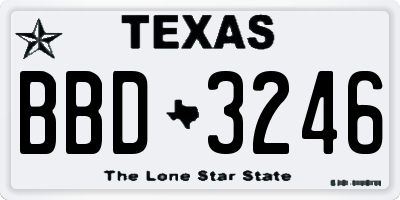 TX license plate BBD3246