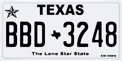 TX license plate BBD3248