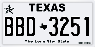 TX license plate BBD3251