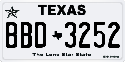 TX license plate BBD3252