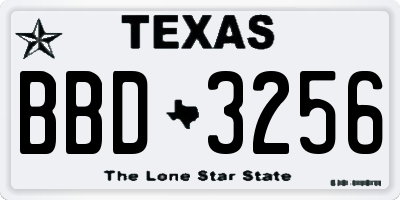 TX license plate BBD3256