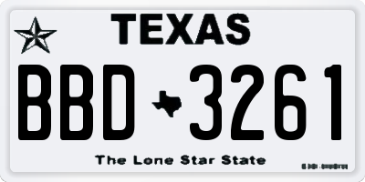 TX license plate BBD3261