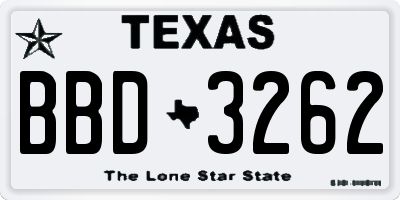TX license plate BBD3262