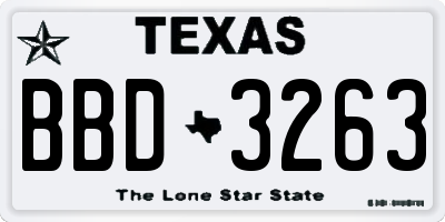 TX license plate BBD3263