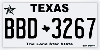 TX license plate BBD3267