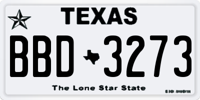 TX license plate BBD3273