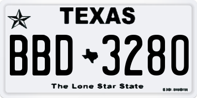 TX license plate BBD3280