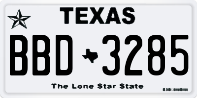 TX license plate BBD3285
