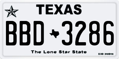 TX license plate BBD3286