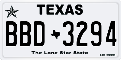 TX license plate BBD3294