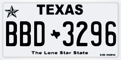 TX license plate BBD3296