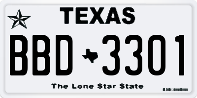 TX license plate BBD3301