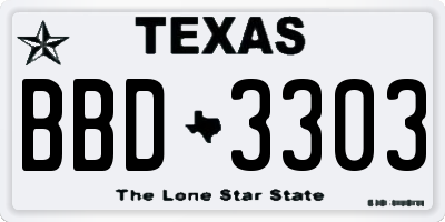 TX license plate BBD3303