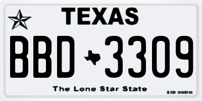TX license plate BBD3309
