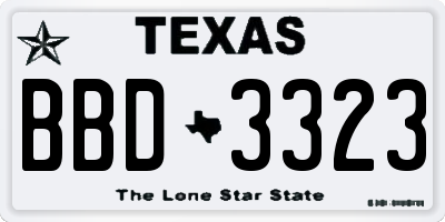 TX license plate BBD3323