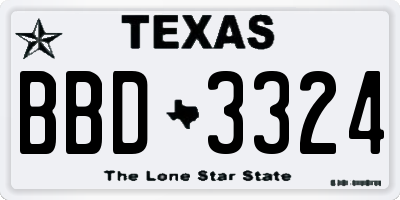 TX license plate BBD3324