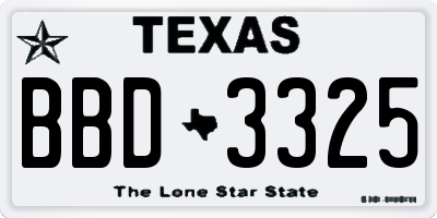 TX license plate BBD3325