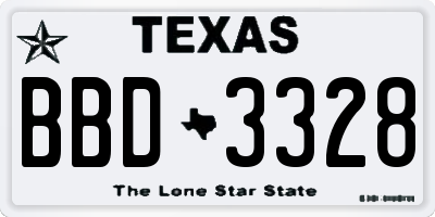 TX license plate BBD3328