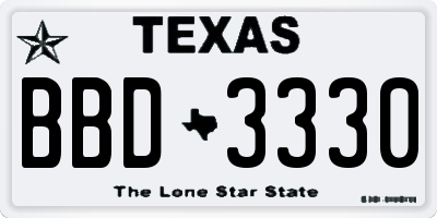 TX license plate BBD3330