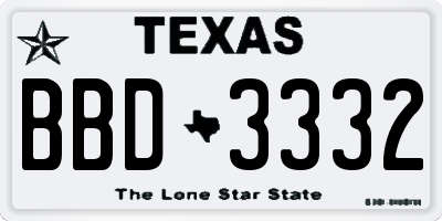 TX license plate BBD3332