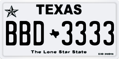 TX license plate BBD3333