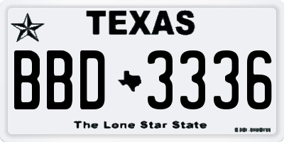 TX license plate BBD3336