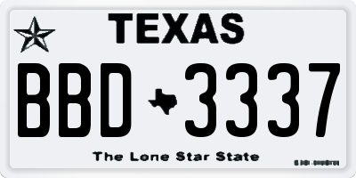 TX license plate BBD3337
