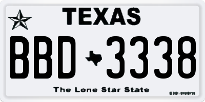TX license plate BBD3338
