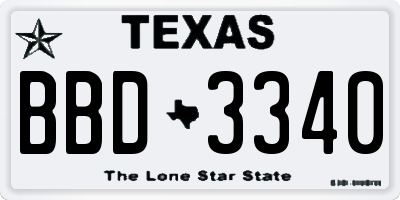 TX license plate BBD3340