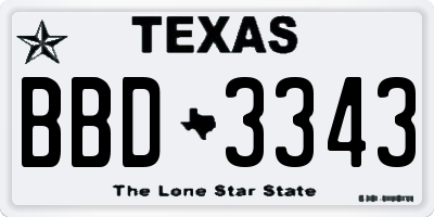 TX license plate BBD3343