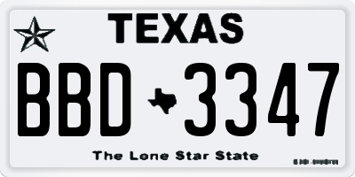 TX license plate BBD3347