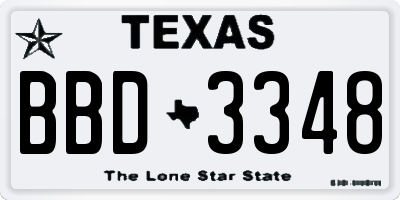 TX license plate BBD3348