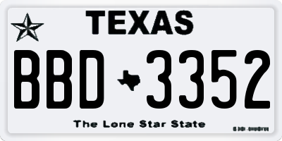 TX license plate BBD3352