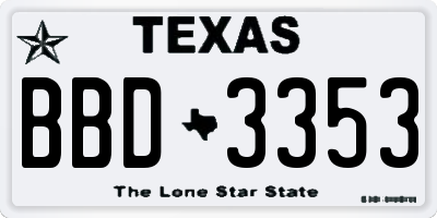 TX license plate BBD3353