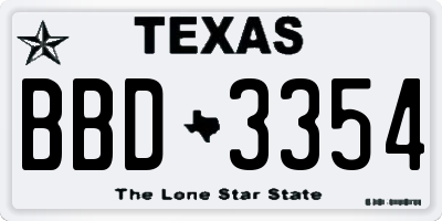TX license plate BBD3354