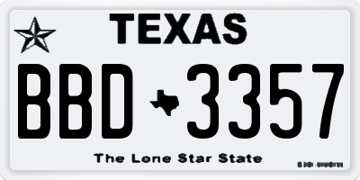 TX license plate BBD3357