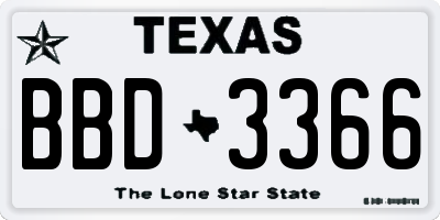 TX license plate BBD3366
